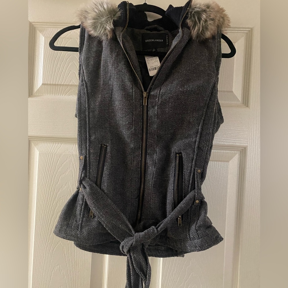 Vest with fur hood